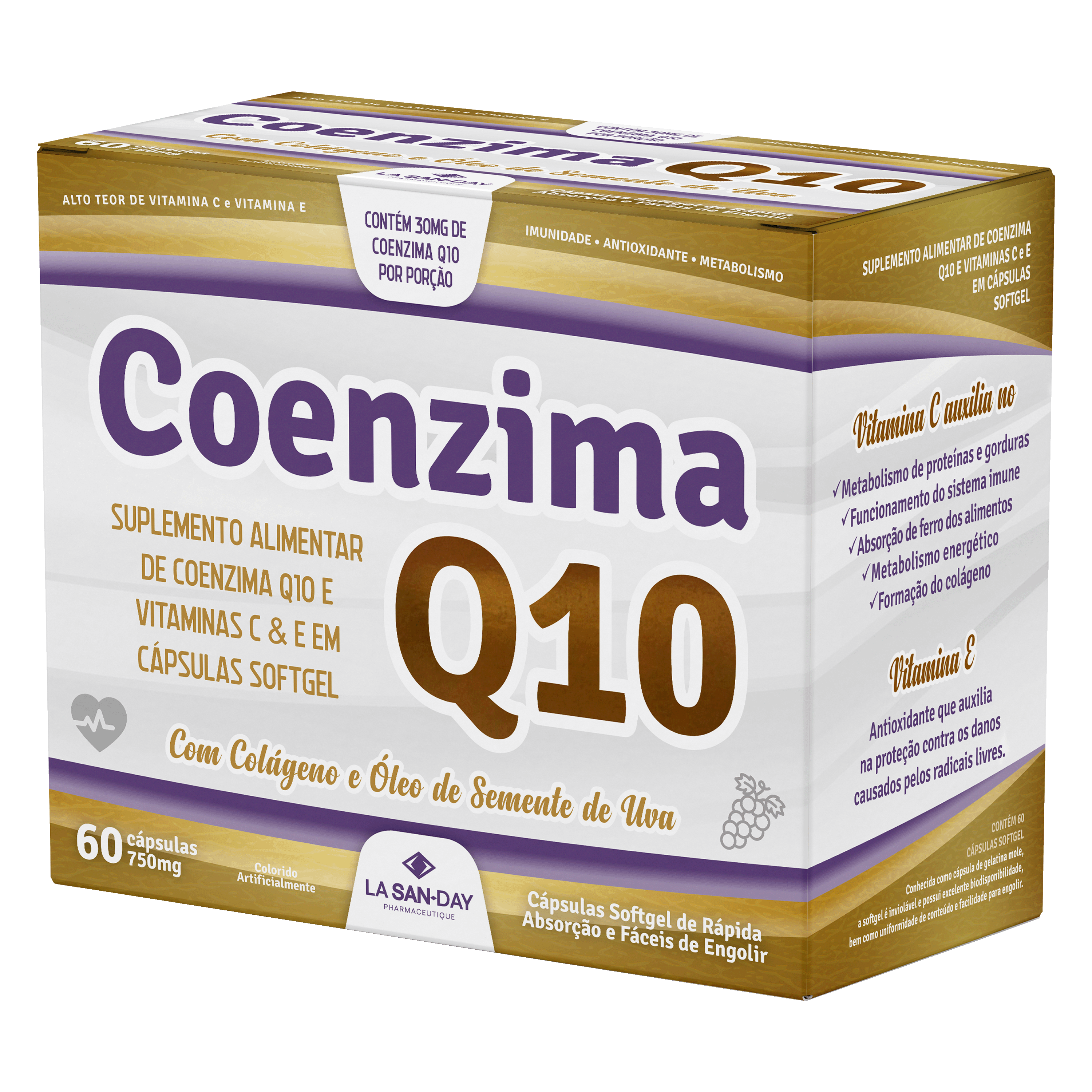 Coenzima Q10 + Colágeno Hidrolisado La San Day 60 Cápsulas