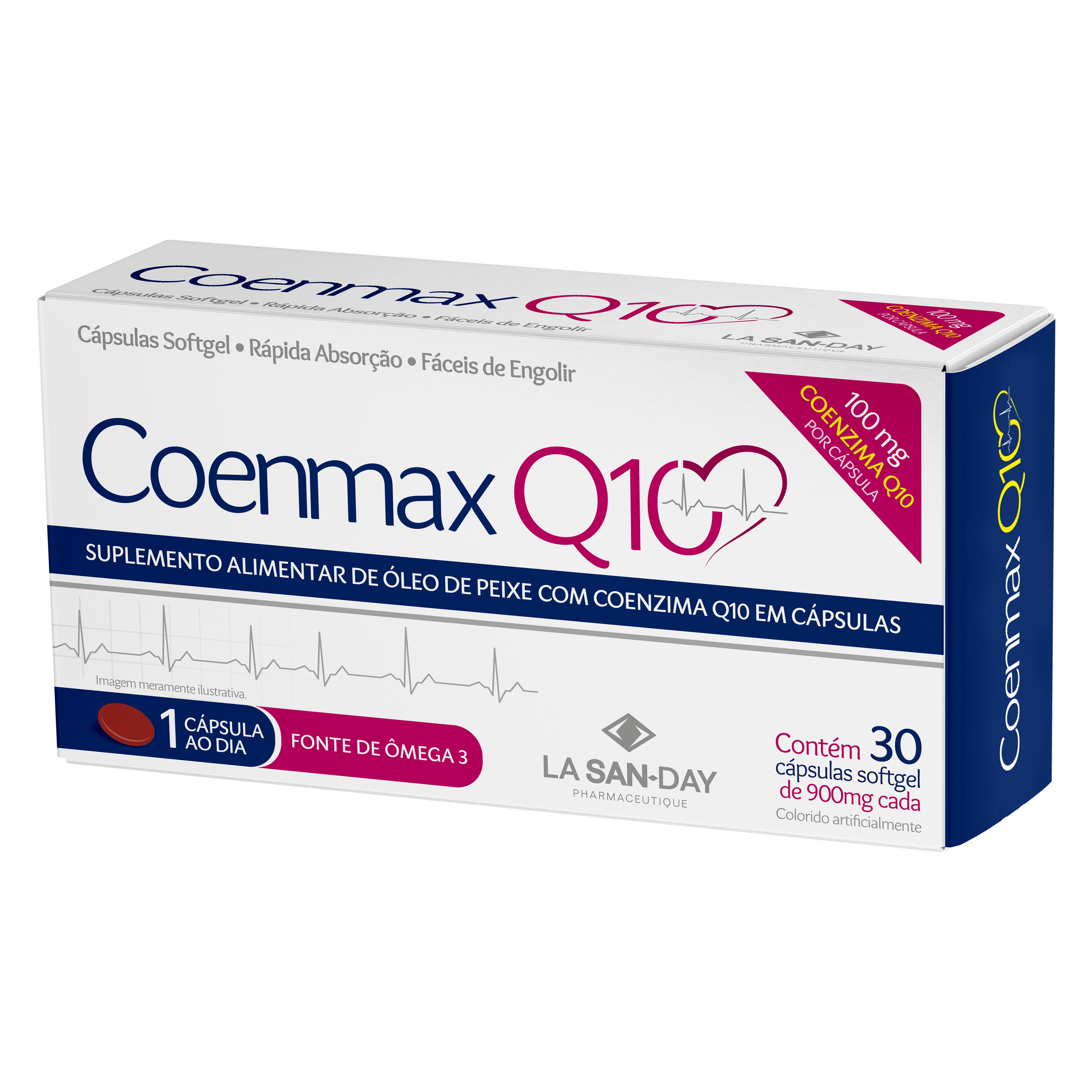 Suplemento de Ômega 3 + Coenzima Q10 30 Cápsulas