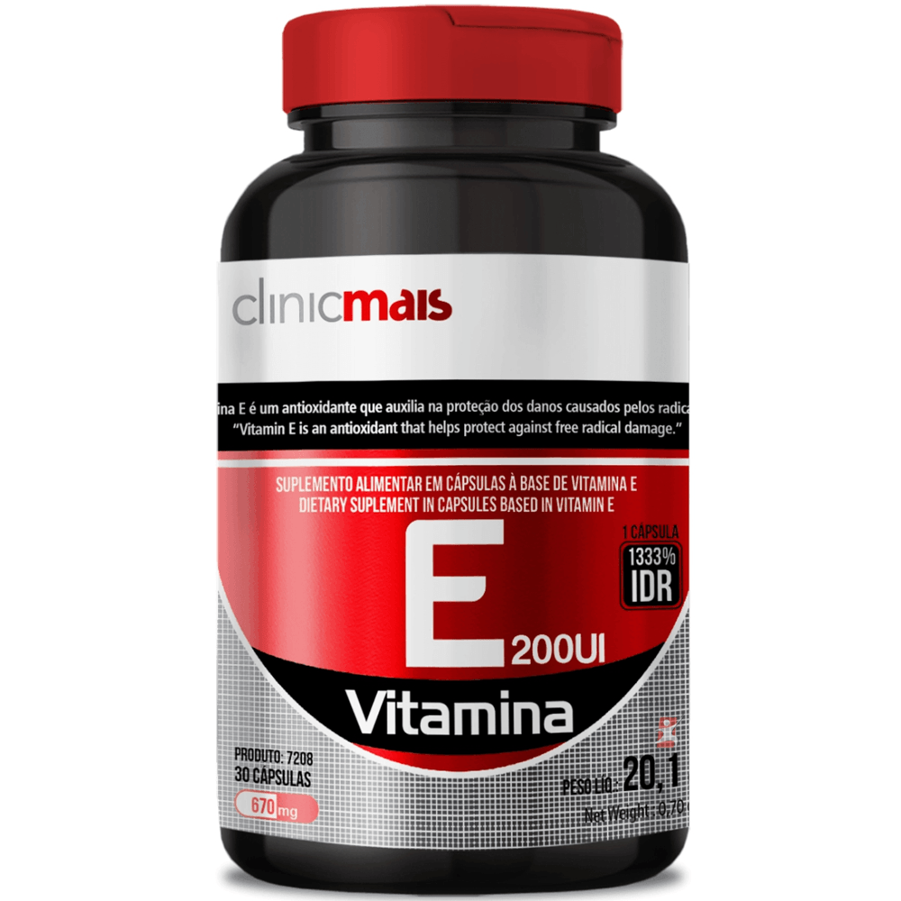 Vitamina E 200ui Por Cápsula 1333% Da Idr 30 Cápsulas  Clinicmais