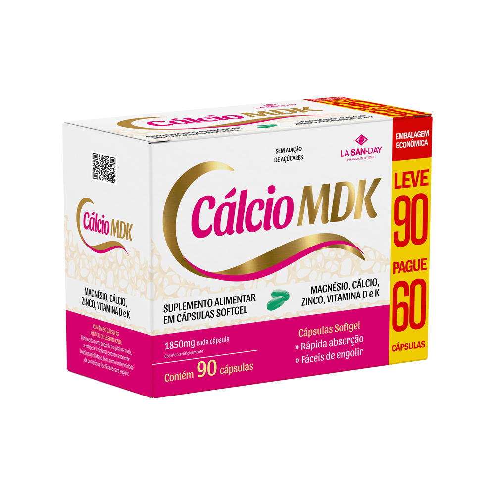 Cálcio, Magnésio, Zinco, K2 E D 90 Cápsulas