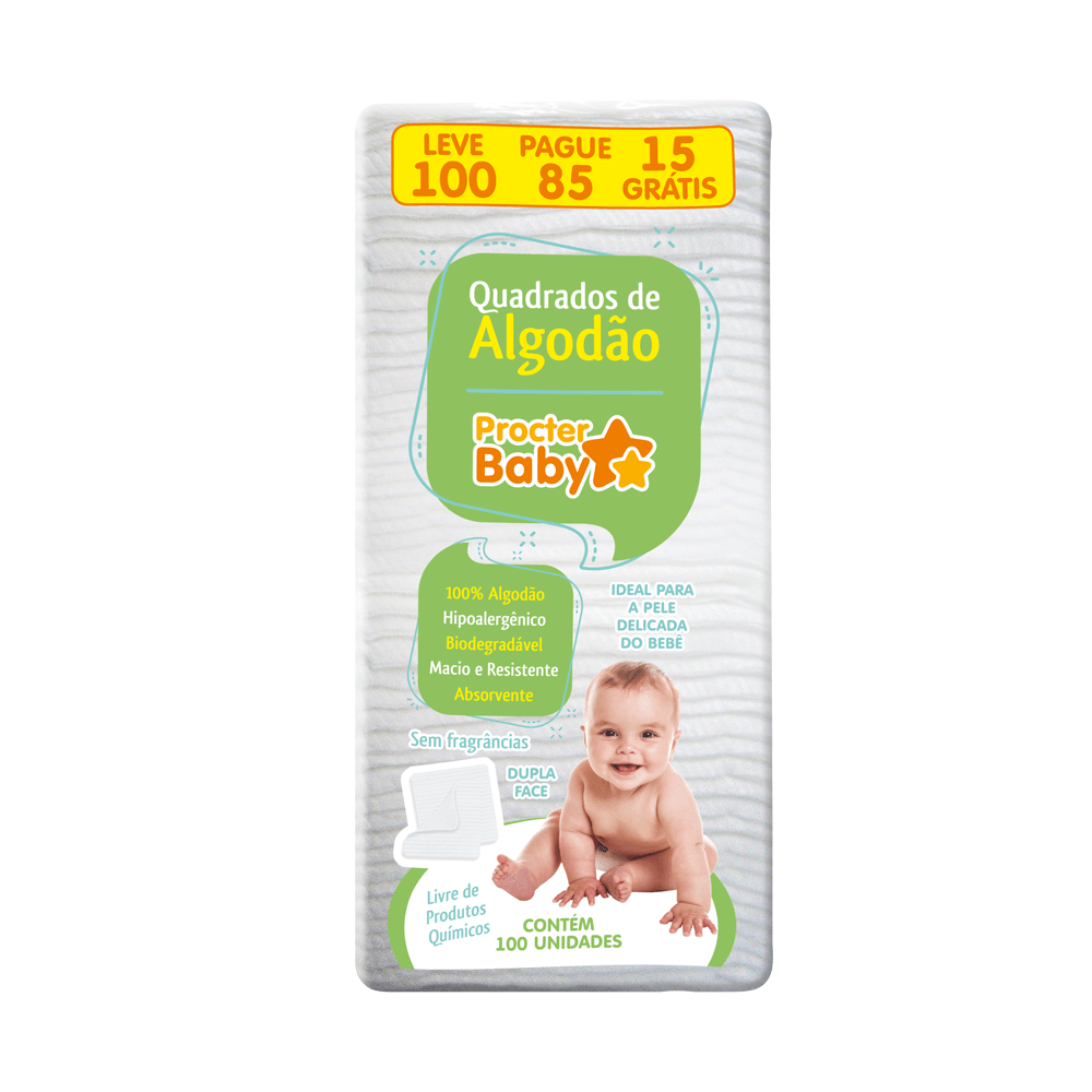 Algodão Quadrado 100 Unidades