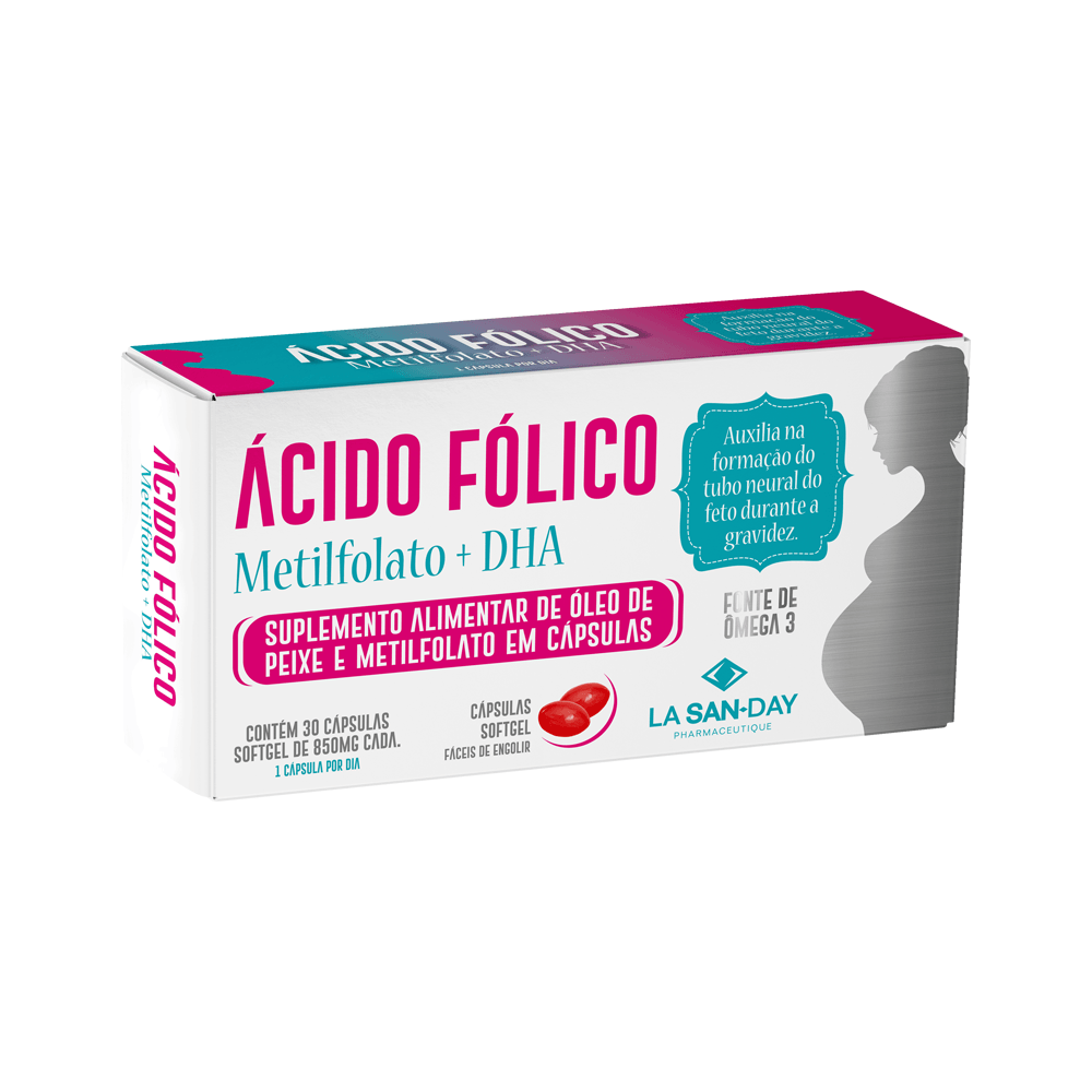 Suplemento de Ômega 3 e Metilfolato 30 Cápsulas