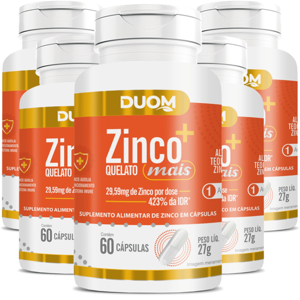 Kit 5 Zinco Quelato Mais Duom 60 Cápsulas Cada