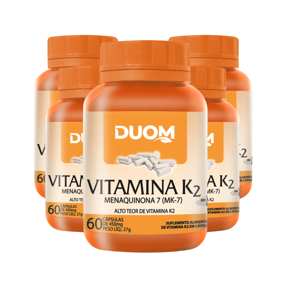 Kit 5 Vitamina K2 Menaquinona 7 Mk-7 60 Cápsulas Cada