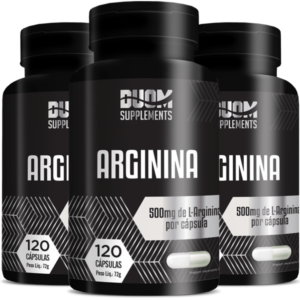 Kit 3 Arginina L-Arginina 500mg Duom Supplements 120 cápsulas cada