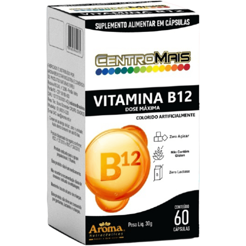 Vitamina B12 Centro Mais Dose Máxima 60 caps
