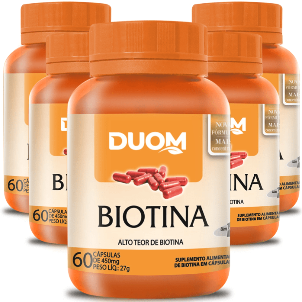 Kit 5 BIOTINA CABELO, PELE E UNHAS 60 CAPS CADA