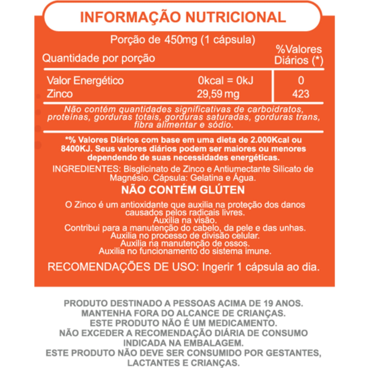 Kit 4 ZINCO QUELATO MAIS ULTRA CONCENTRADO 60 CAPS CADA DUOM