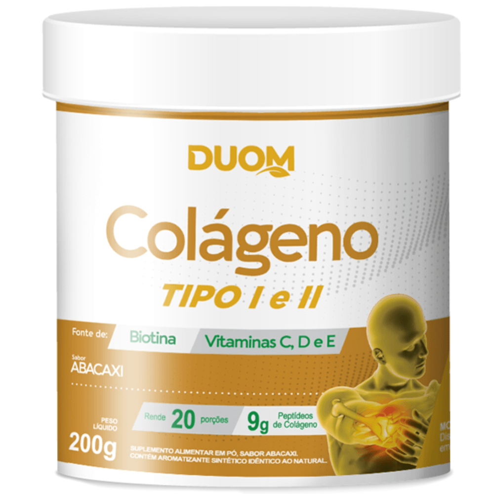 Colágeno Tipo 1 E 2 Com Vitaminas E C E D 200g Abacaxi Duom