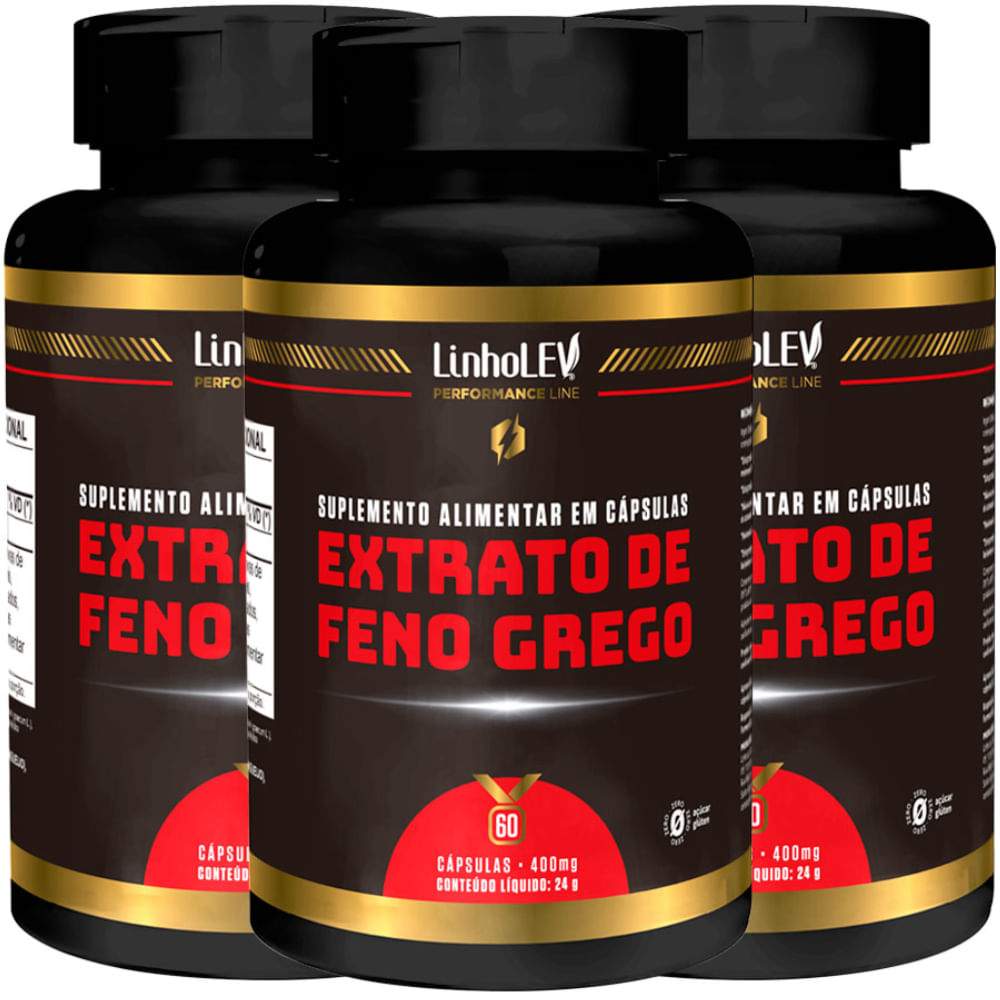 Kit 3 Feno Grego Extrato Concentrado Saponinas Linha Premium 60 Cápsulas