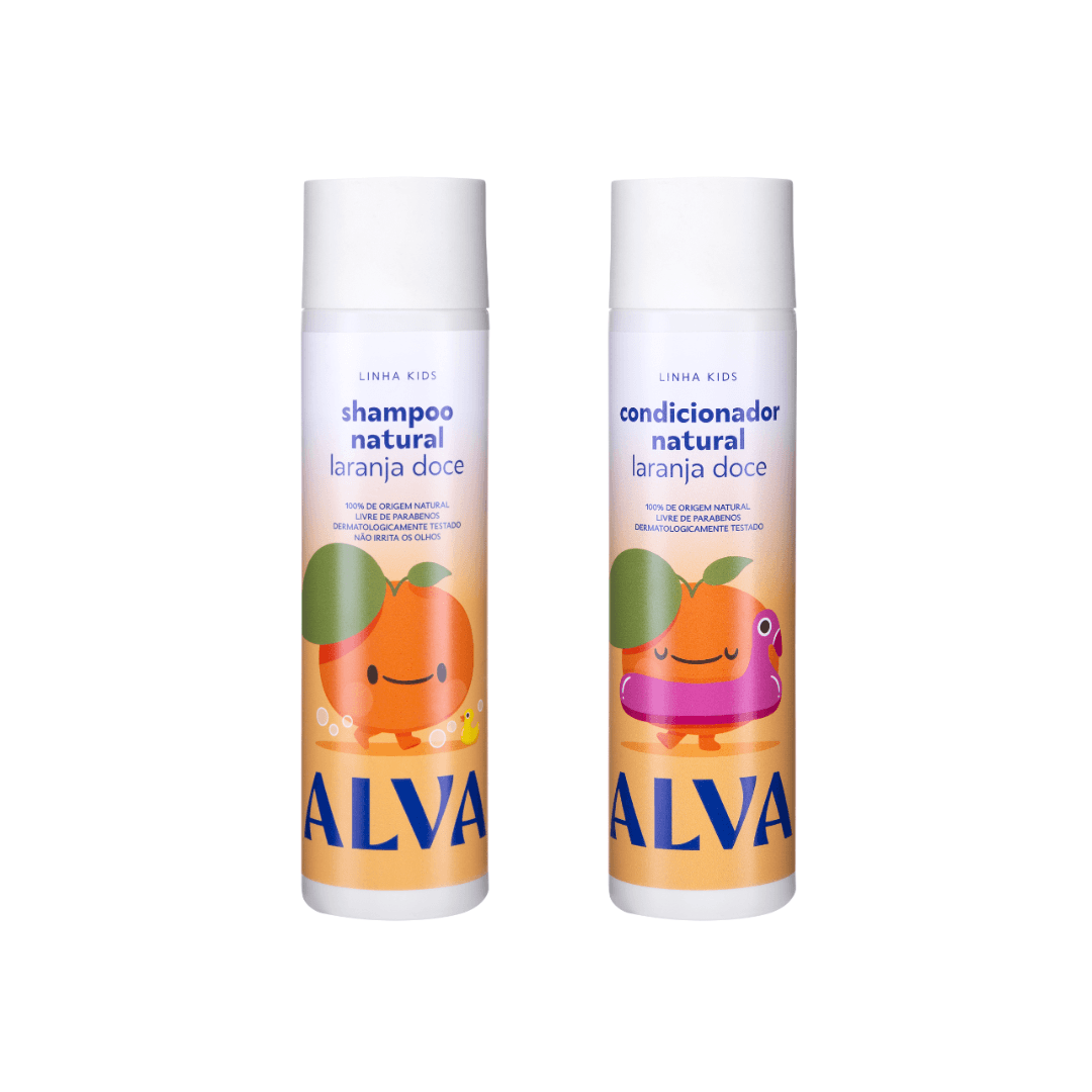 Kit Cabelos Saudáveis Kids 1 Shampoo Laranja Doce + 1 Condicionador Laranja Doce Alva