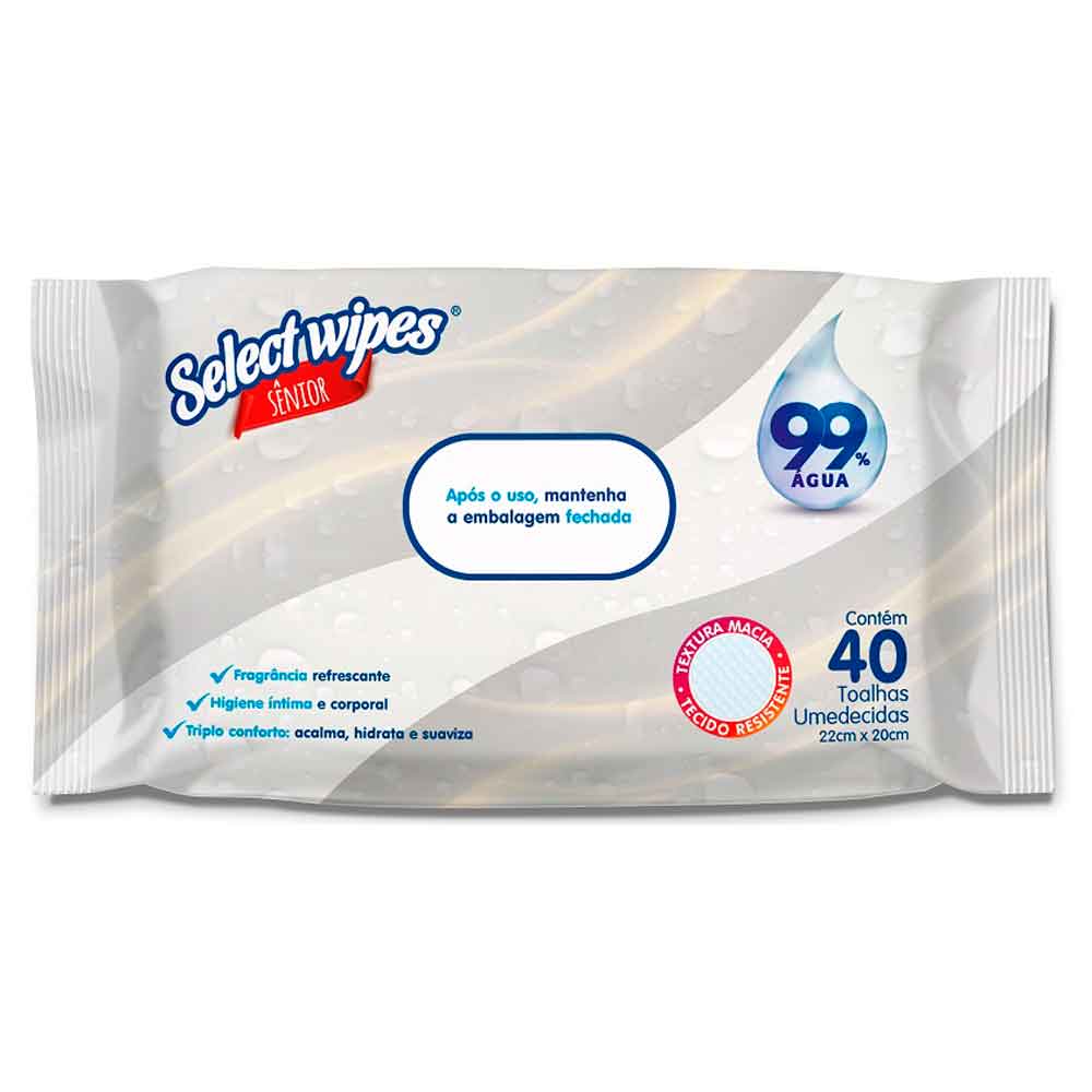 Lenço Umedecido Select Wipes Senior 40 Unidades