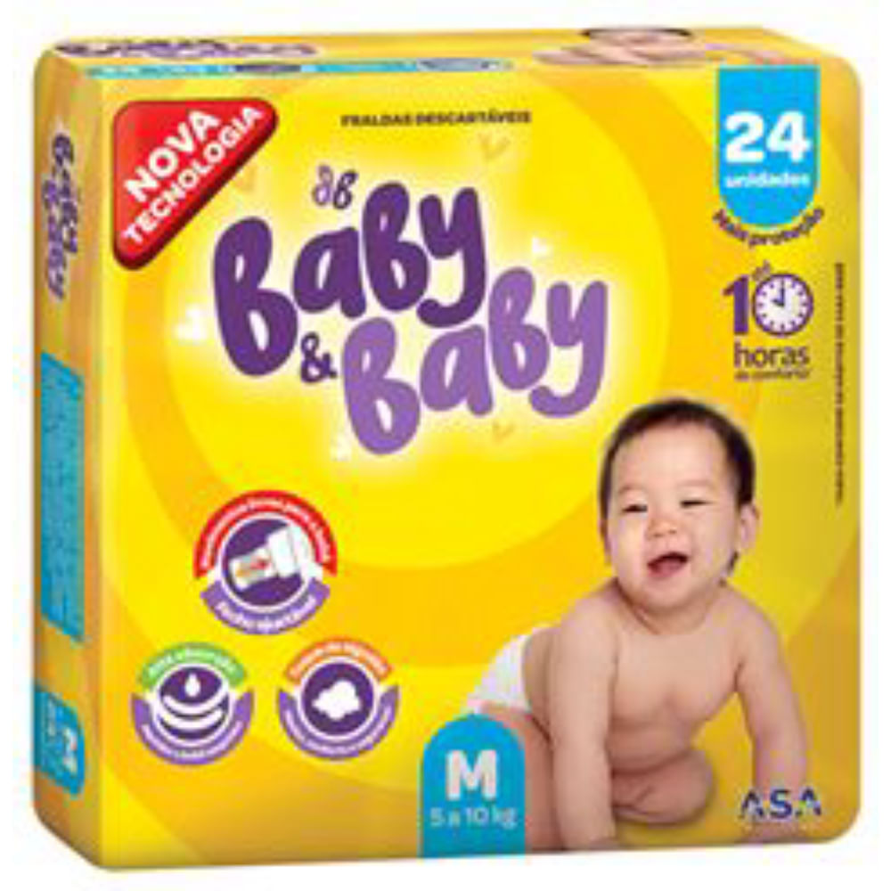 Fralda Baby&Baby Econômica Tamanho M 24 Unidades