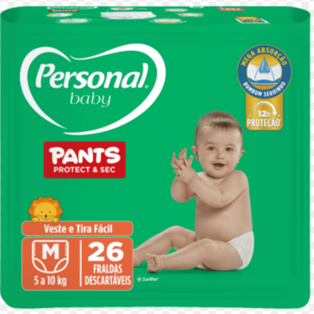 Fralda Personal Baby Prot& Sec Pants Tamanho M 26 Unidades