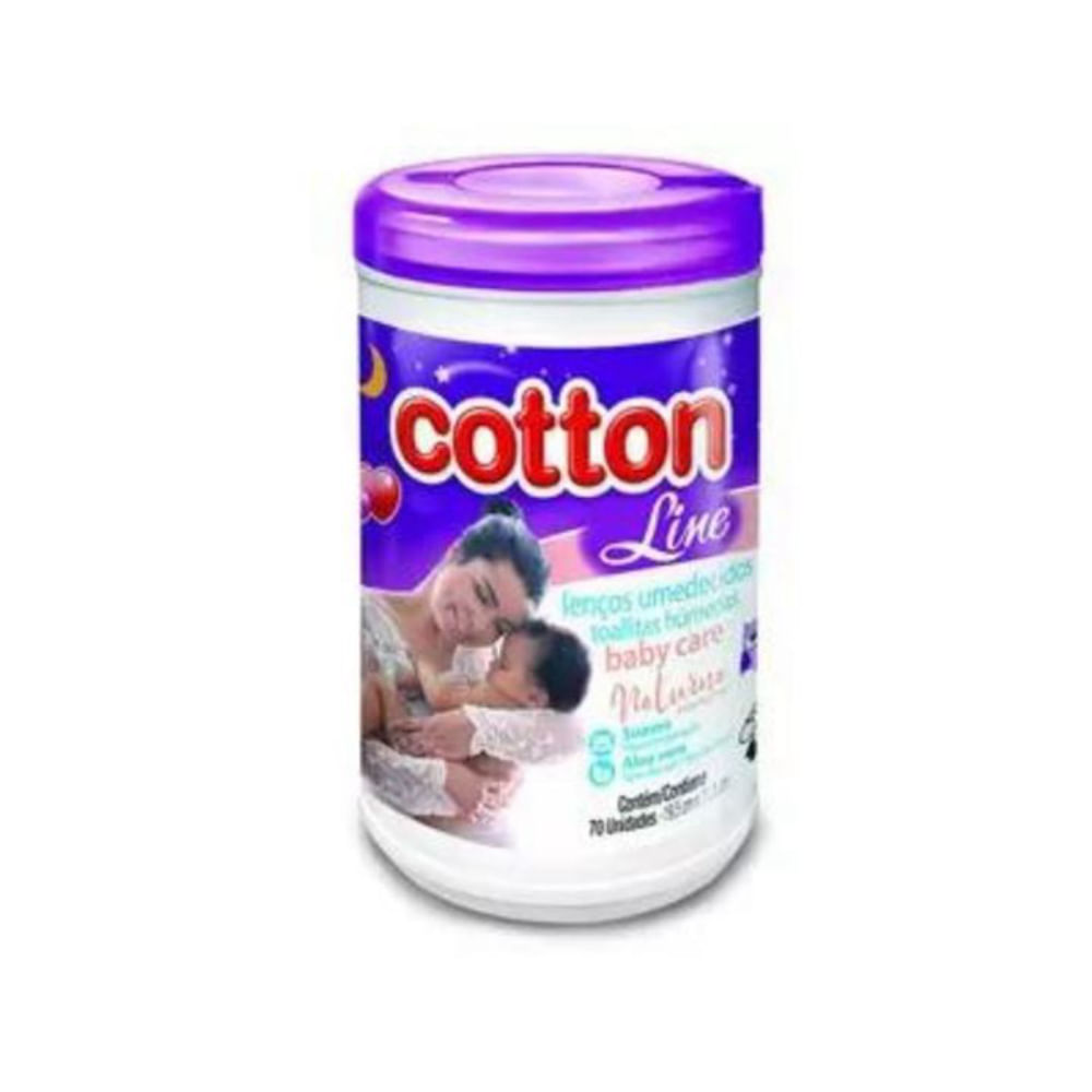 Lenço Umedecido Cotton Line Pote Lilás 70 Unidades