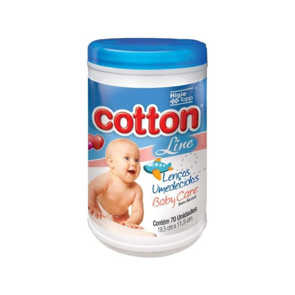 Lenço Umedecido Cotton Line Pote Azul 70 Unidades