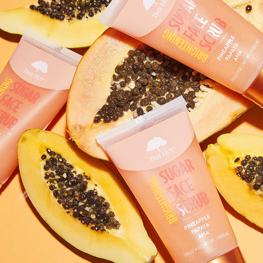 Tree Hut Brightening Pineapple & Papaya Sugar Face Scrub Esfoliante Facial 210g