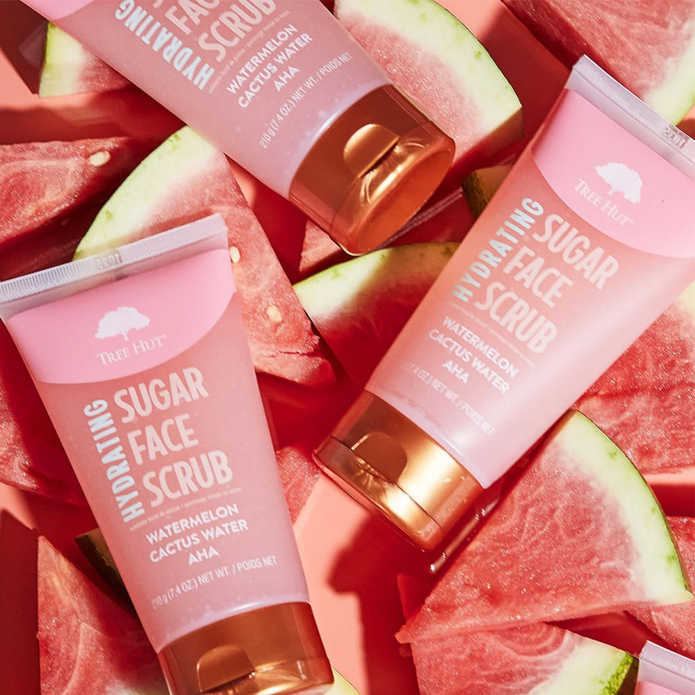 Tree Hut Hydrating Watermelon & Cactus Water Sugar Face Scrub Esfoliante Facial 210g