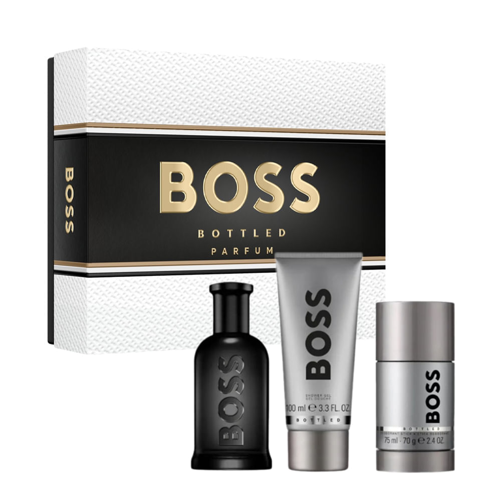 Kit Hugo Boss Bottled Parfum Masculino EdP 100 ml + Gb 100 ml + Deso 75ml