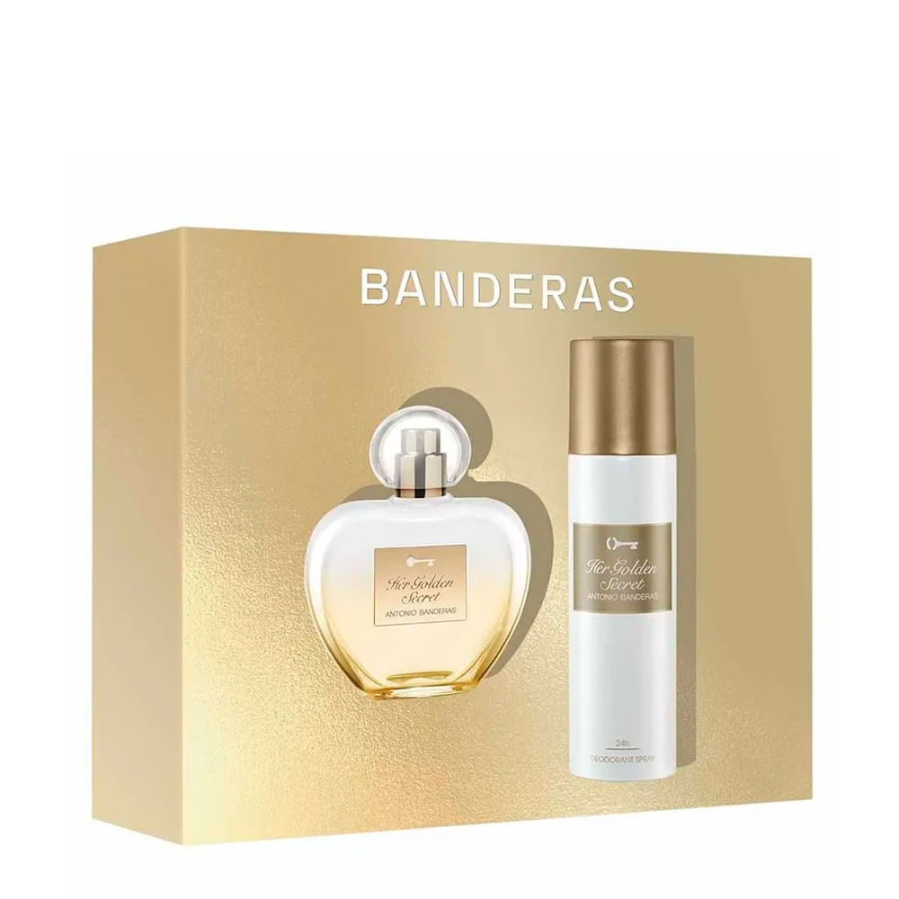 Kit Antonio Banderas Her Golden Secret Edt Perfume Feminino 80ml + Deodorant Spray 150ml