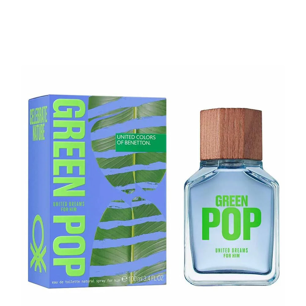 Benetton United Colors Green Pop Him Eau de Toilette Perfume Masculino 100ml