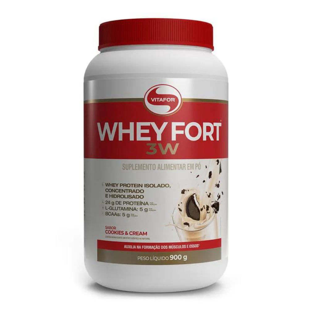Whey Fort 3w Cookies & Cream Vitafor 900g