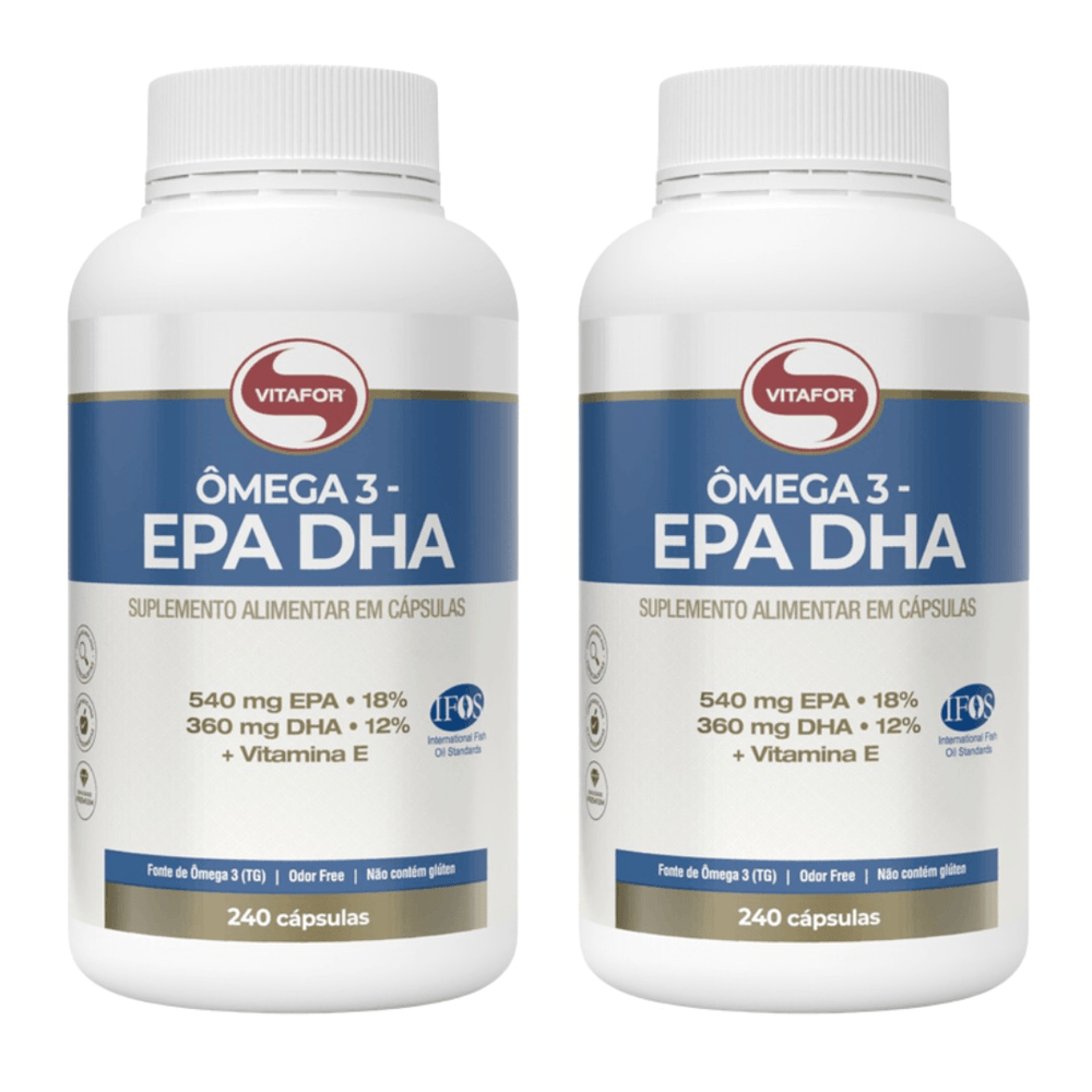 KIT 2 ÔMEGA 3 EPA DHA VITAFOR 240 CÁPSULAS CADA
