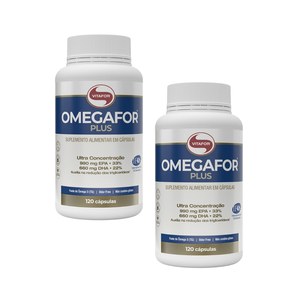 KIT 2 ÔMEGA 3 OMEGAFOR PLUS VITAFOR 120 CÁPSULAS CADA