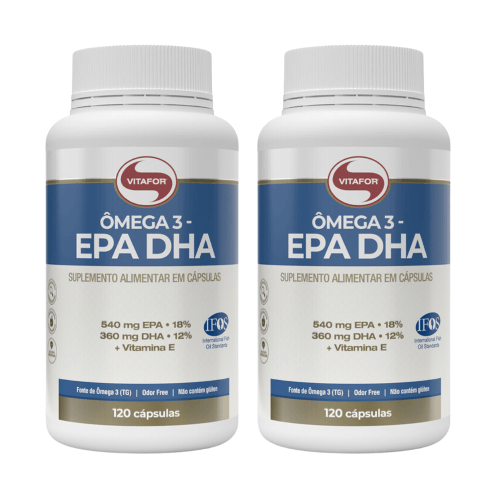 KIT 2 ÔMEGA 3 EPA DHA VITAFOR 120 CÁPSULAS CADA
