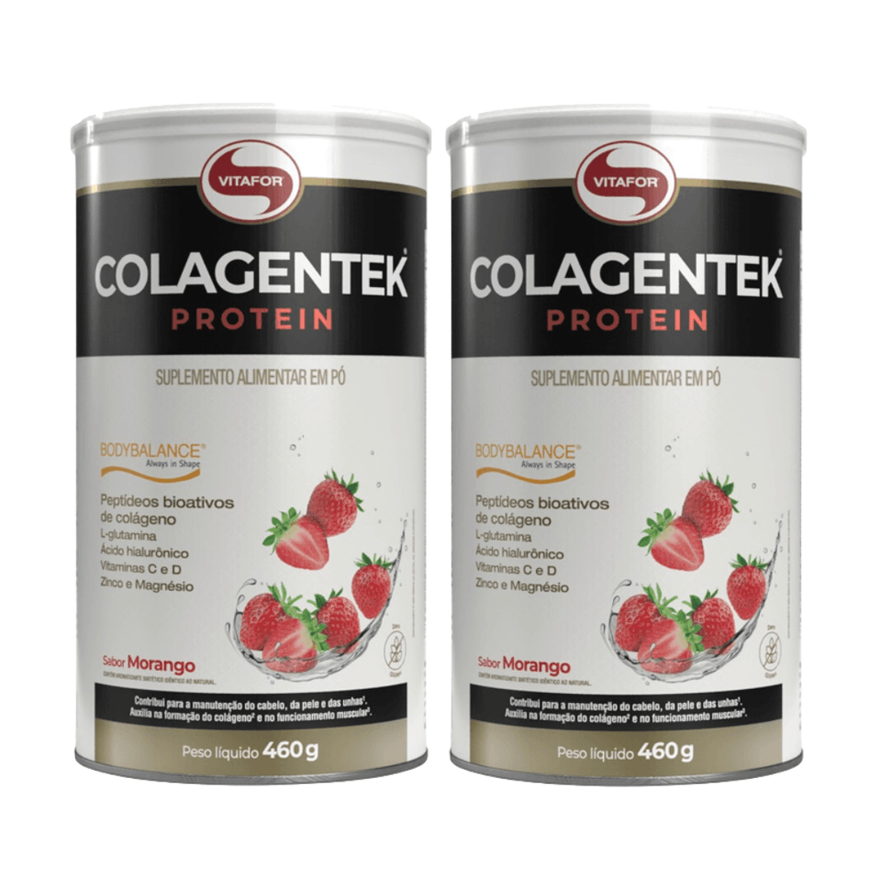 Kit 2 Colagentek Protein Bodybalance Morango Vitafor 460g