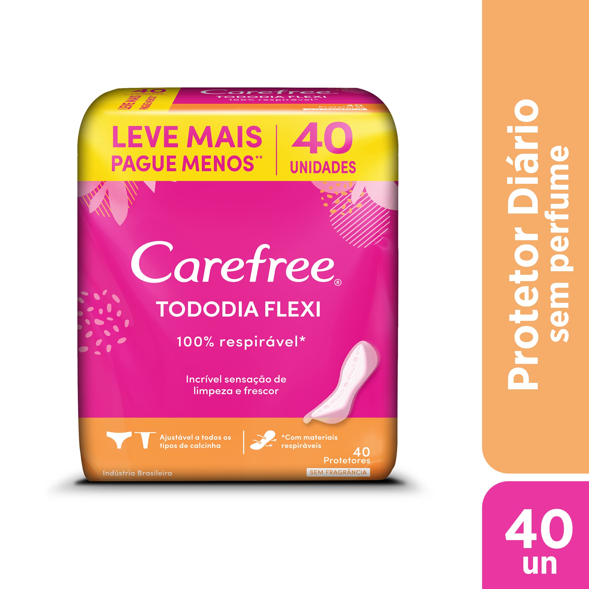 Protetor Diário Todo Dia Flexi Carefree Sem Perfume 40 Unidades