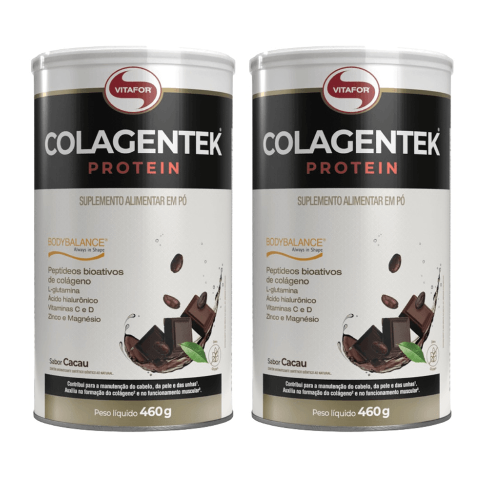 KIT 2 COLAGENTEK PROTEIN BODYBALANCE CACAU VITAFOR 460g