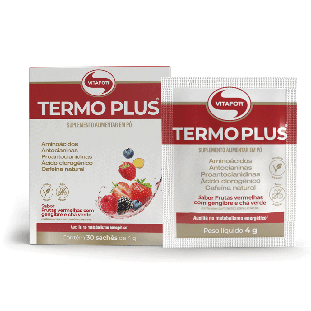 TERMO PLFRUTAS VERMELHAS COM GENGIBRE E CHÁ VERDE VITAFOR 30 SACHÊS DE 4g