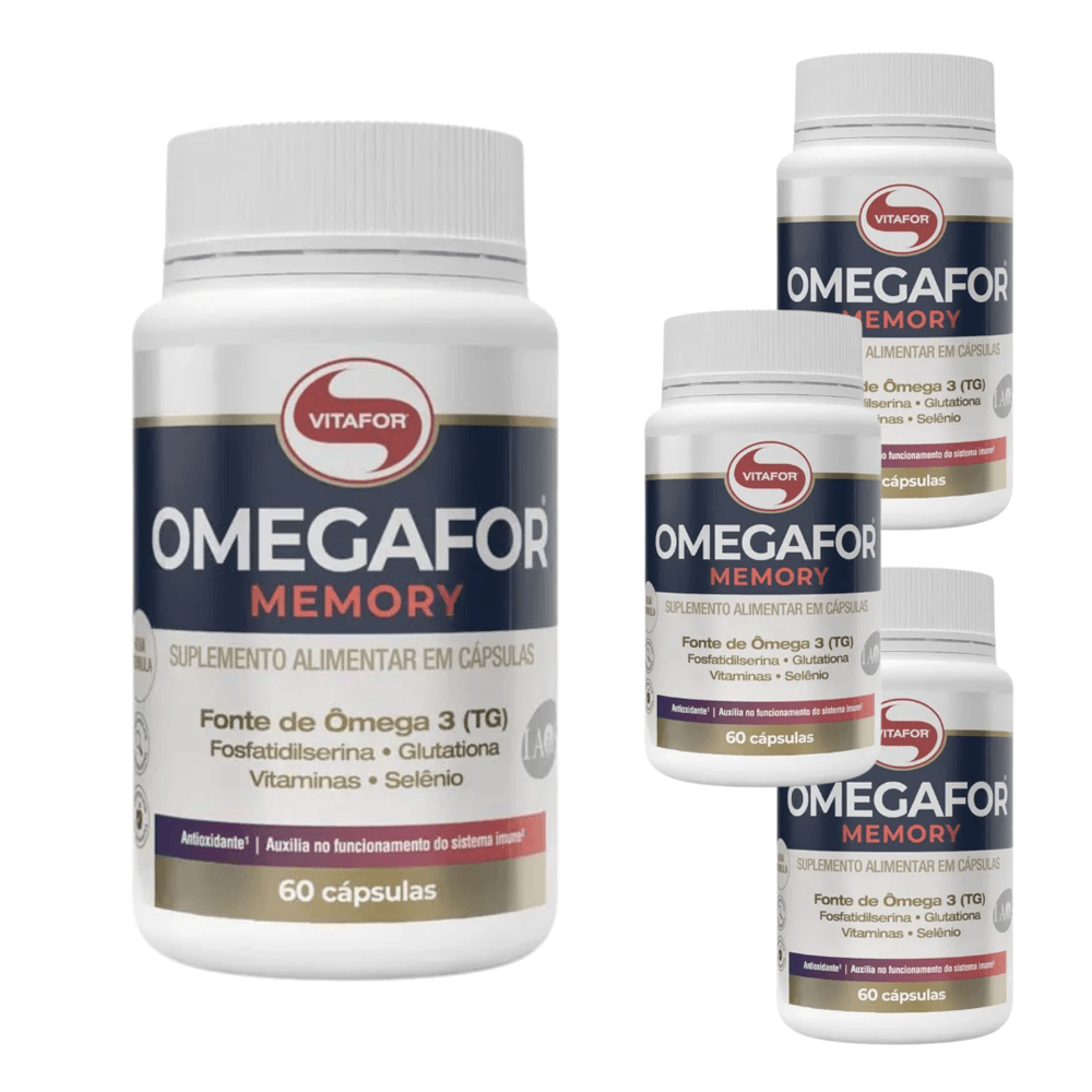 KIT 4 ÔMEGA 3 OMEGAFOR MEMORY VITAFOR 60 CÁPSULAS
