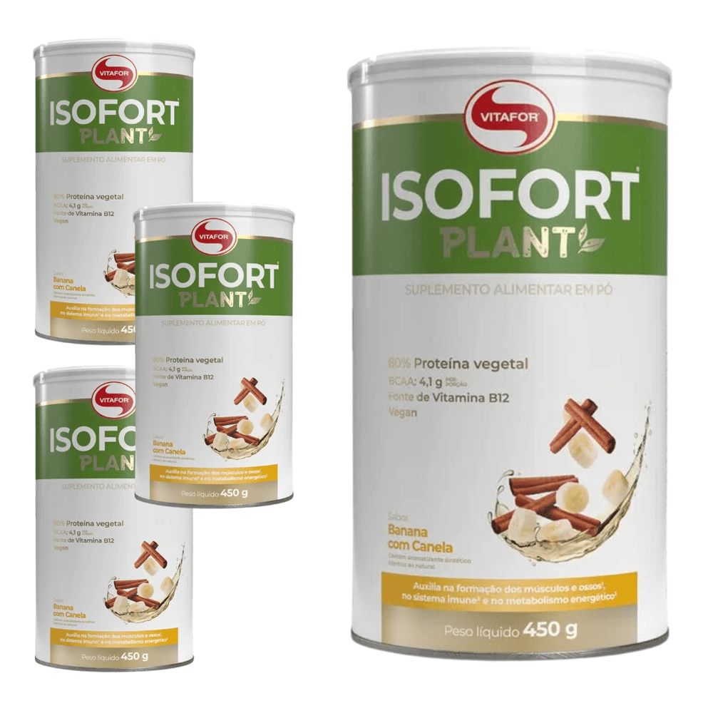 Kit 4 Isofort Plant Banana Com Canela Vitafor 450g