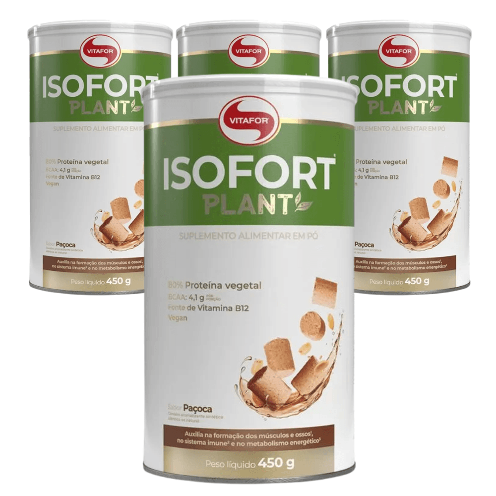 Kit 4 Isofort Plant Paçoca Vitafor 450g