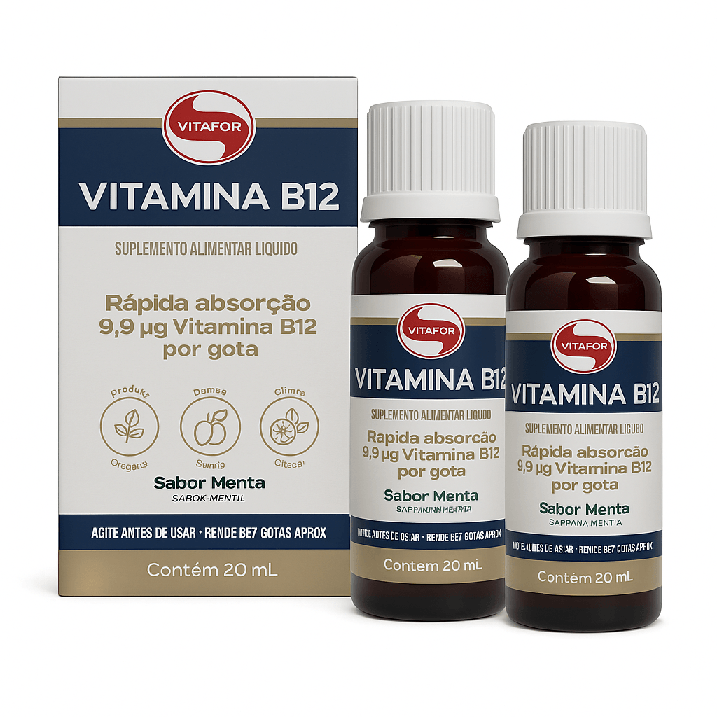 KIT 2 VITAMINA B12 SABOR MENTA VITAFOR 20ml