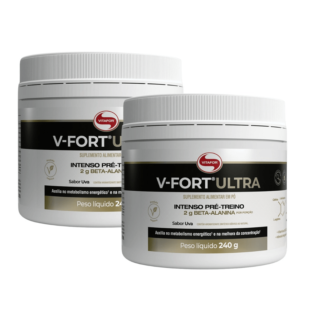 Kit 2 V-fort Ultra Sabor Uva Intenso Pré-treino Vitafor 240g