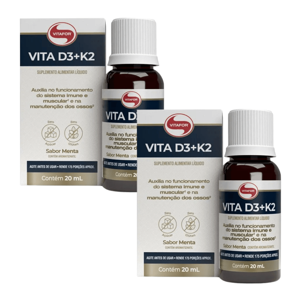 Kit 2 Vita D3 + K2 Sabor Menta Vitafor 20ml