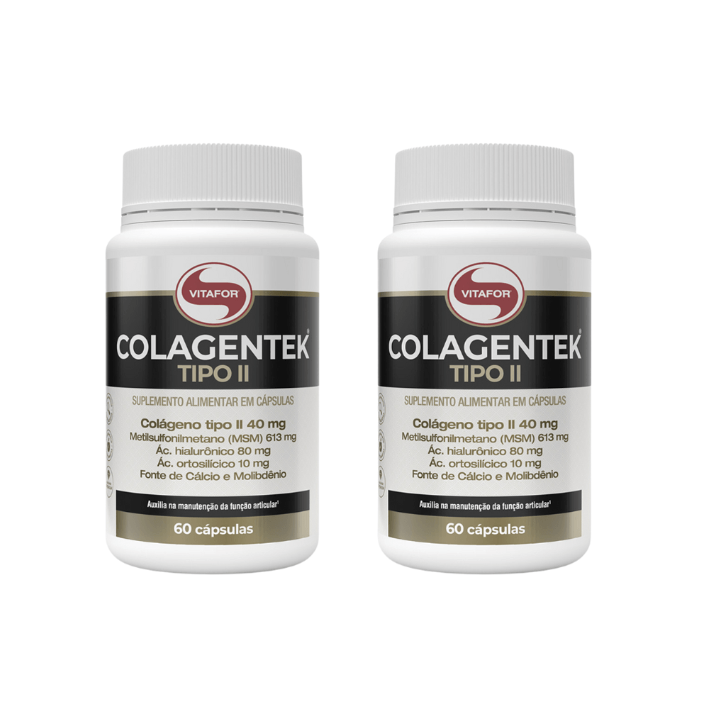 KIT 2 COLÁGENO COLAGENTEK TIPO II VITAFOR 60 CÁPSULAS CADA