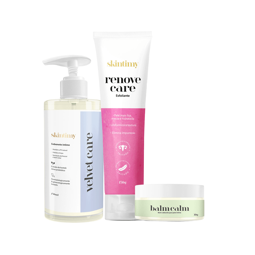 Kit Depilação Perfeita Skintimy Sabonete Íntimo + Balm Calm + Esfoliante Renove Care