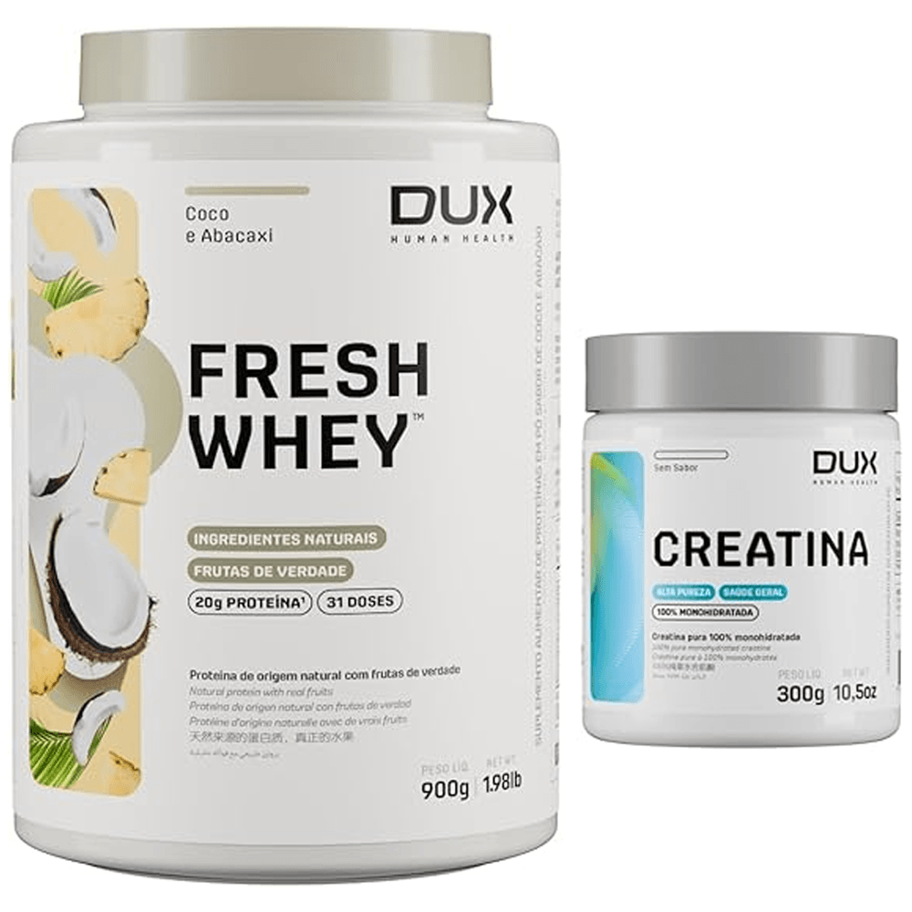 FRESH WHEY SABOR COCO E ABACAXI 900g + CREATINA MONOHIDRATADA 300g
