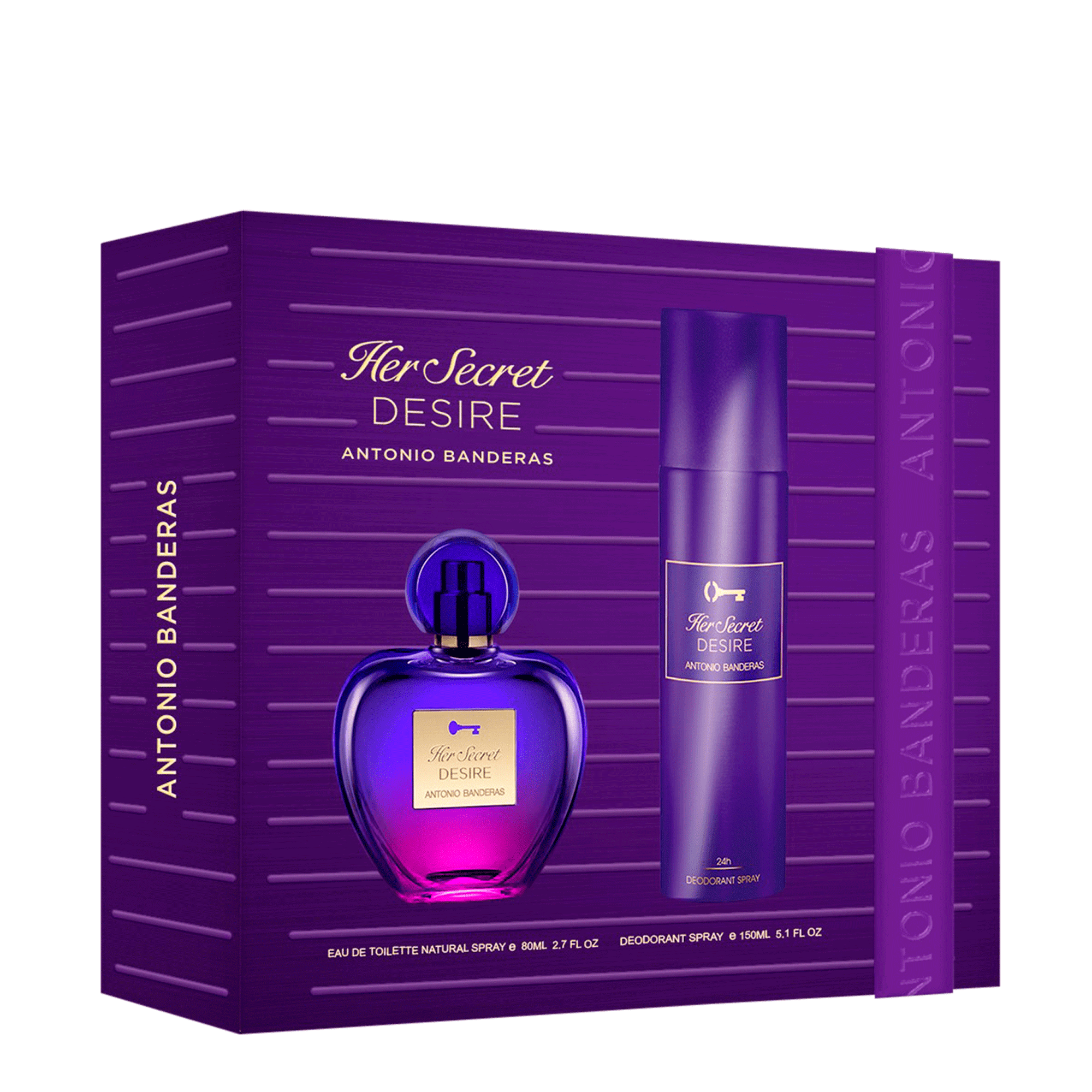 Kit Banderas Her Secret Desire Perfume Feminino Eau De Toilette 80ml + Desodorante 150ml