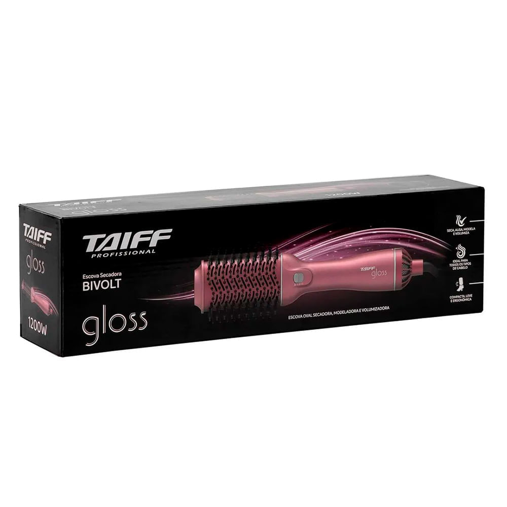 Escova Secadora Gloss Rosé Taiff 1200W