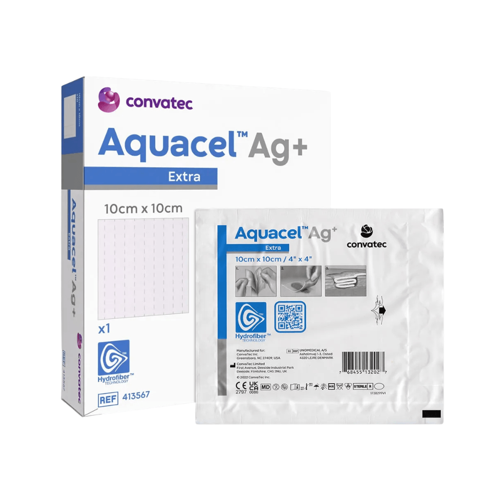 Curativo Aquacel Ag+ Extra Com Prata Hydrofiber Aquacel 10x10cm