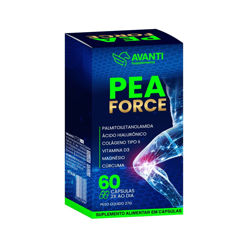 Kit Pea Force Colágeno Tipo 2 + Cúrcuma + Vitamina D3+ Magnésio + Ácido Hialurônico Avanti Supplements 60 Cápsulas