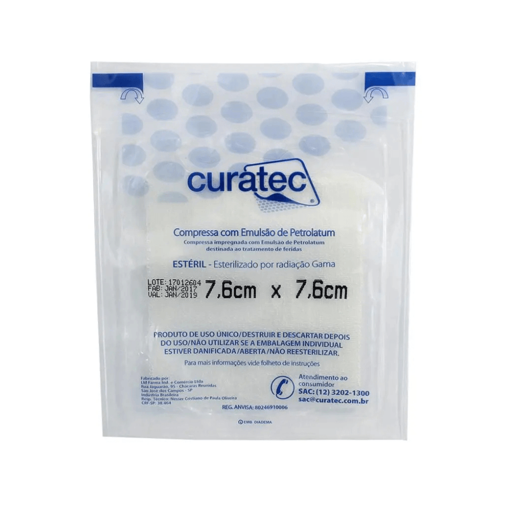 Curatec Compressa Em Petrolatum 7,6x7,6 1unid