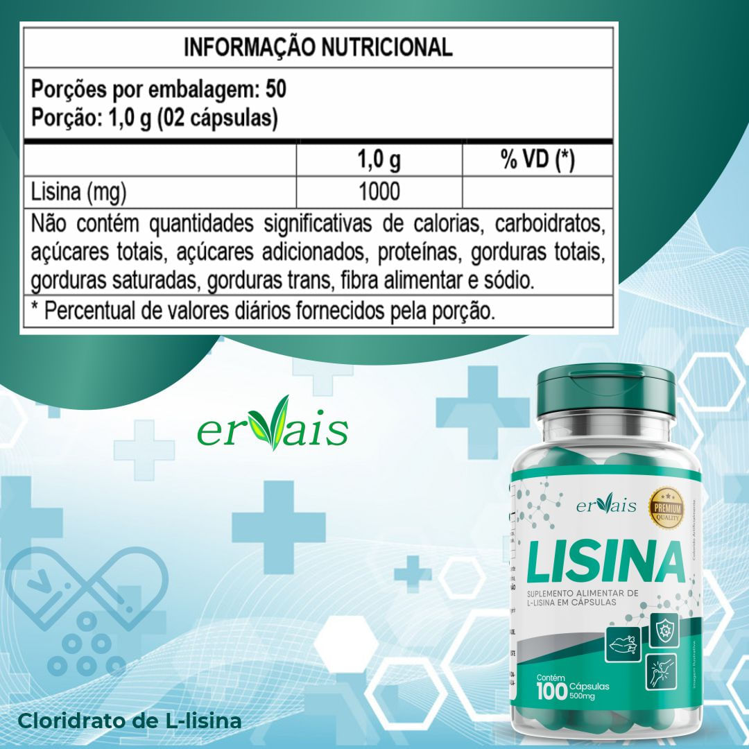 Kit 6 Frascos Lisina cápsulas Concentrada 100 cápsulas cada
