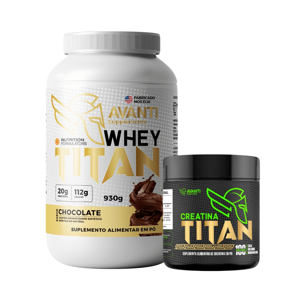 Kit Whey Titan Importado 930g + Creatina Titan 300g