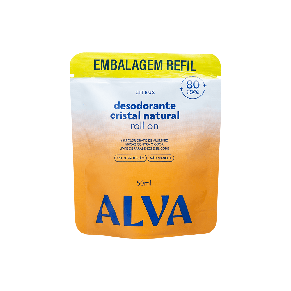 Refil Desodorante Roll On Cristal Natural Citrus Alva 50ml
